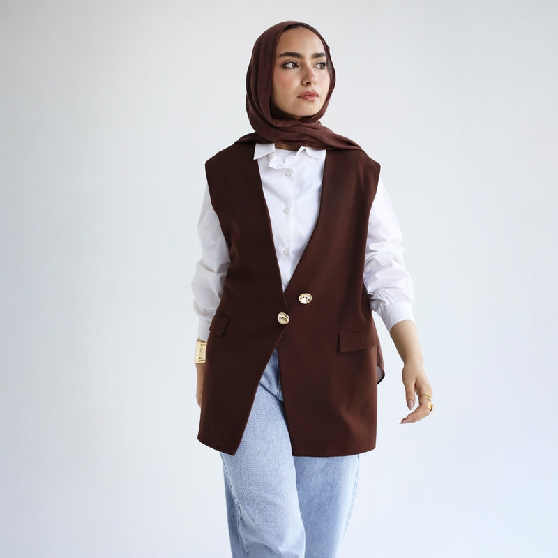 Two button brown vest