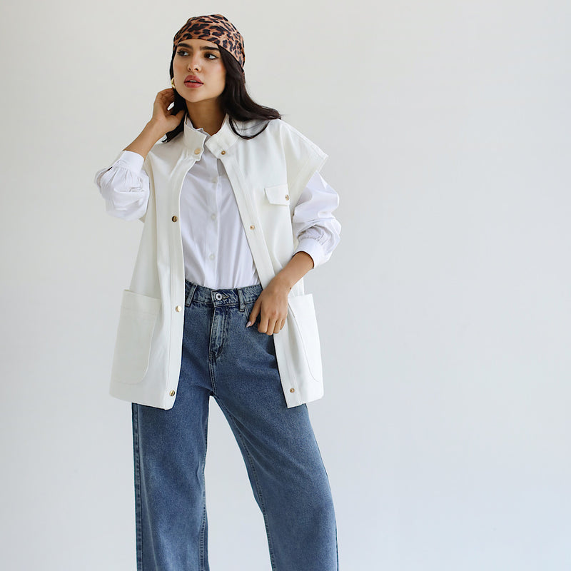 Gabardine oversized vest