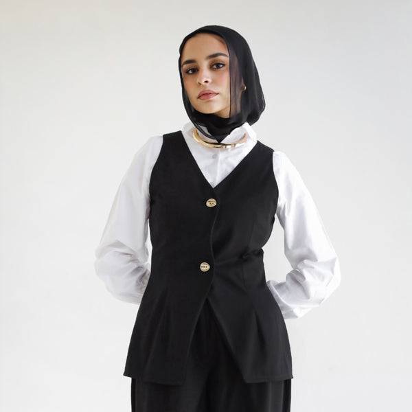 Black buttoned waistcoat