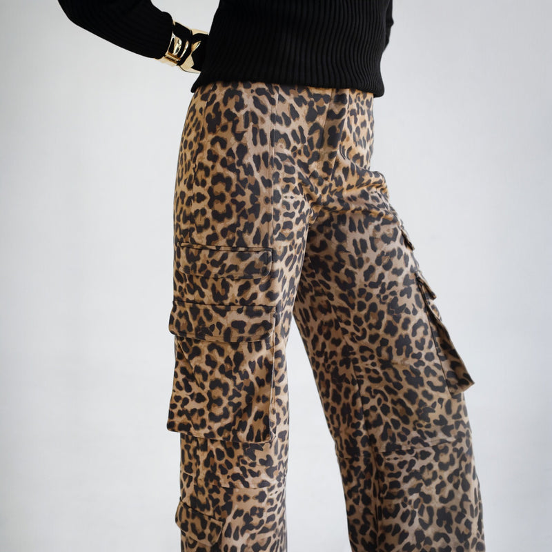 Leopard wide leg pants