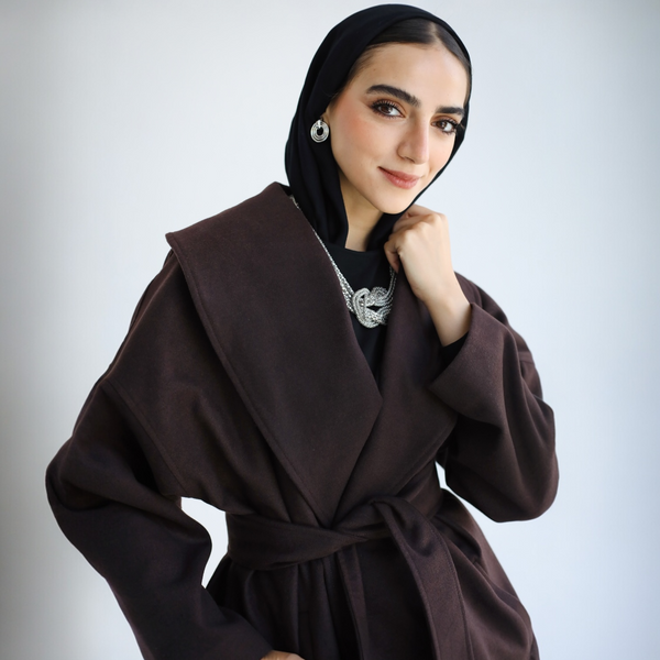 Brown wide collar jacket