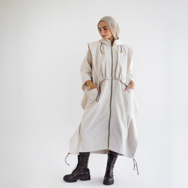 Beige waterproof oversized jacket