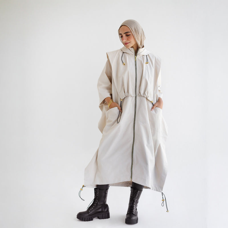 Beige waterproof oversized jacket