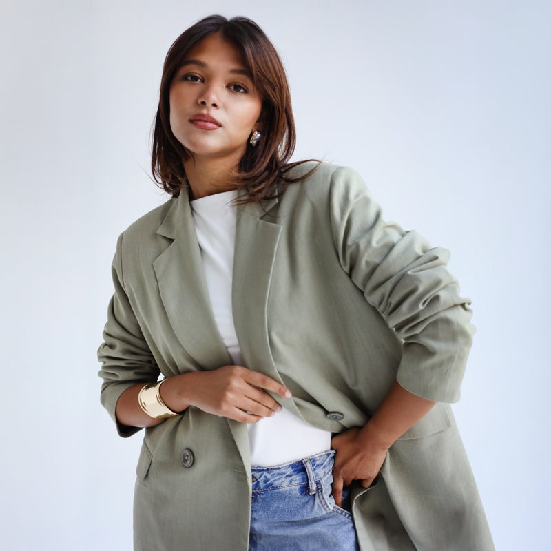 Olive Loose linen blazer