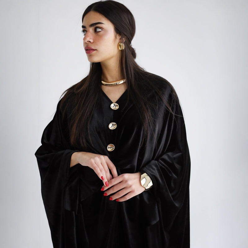 Velvet draped kaftan dress