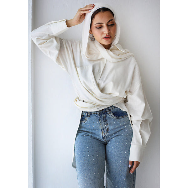 Linen double breasted buttoned top