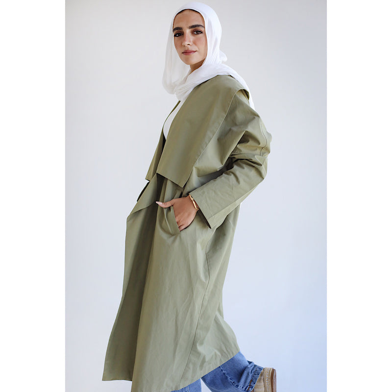 Khaki oversized long cardigan