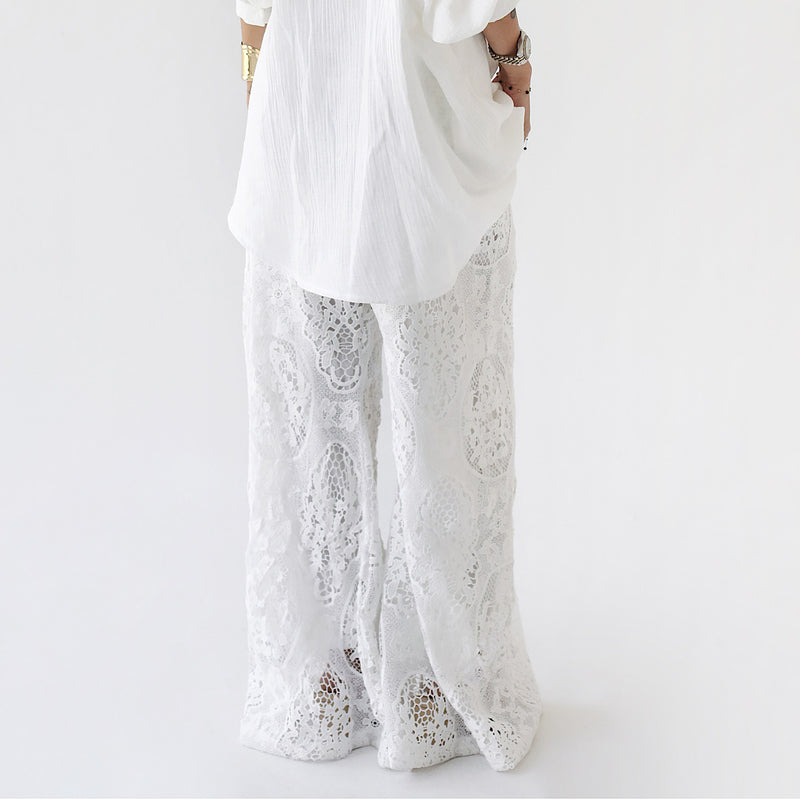 Wide flared lace pants