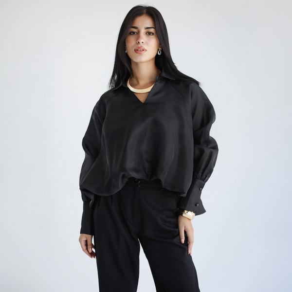 Organza bubble hem blouse