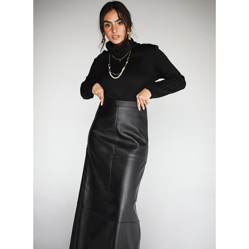 Black leather long skirt – The Gallery - Main Image