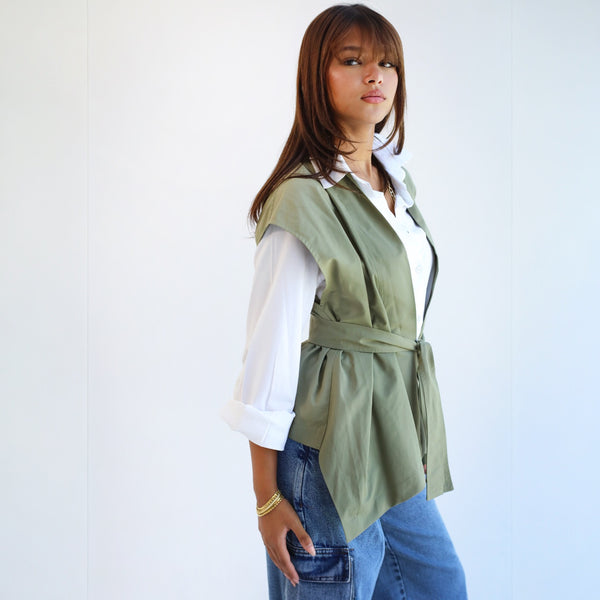 Olive waist belt vest