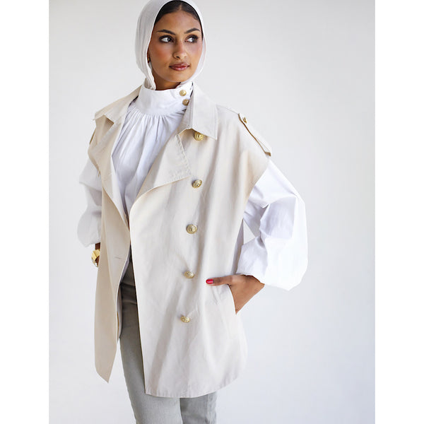 Beige trench waistcoat