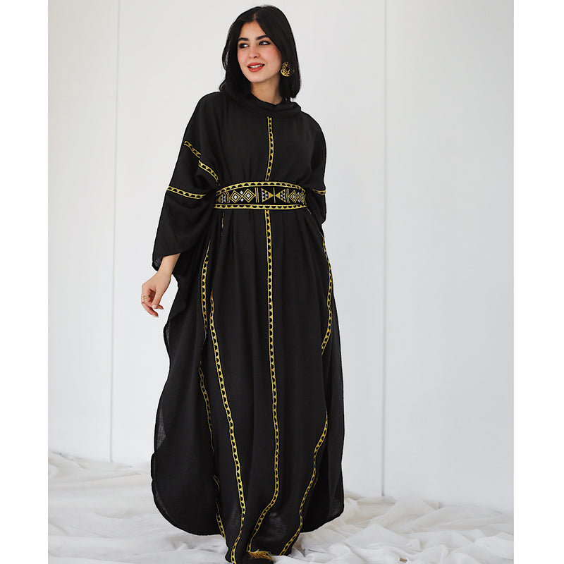 Bedouin linen blend kaftan dress