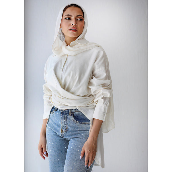 Linen double breasted buttoned top