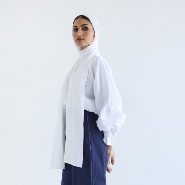poplin necktie blouse