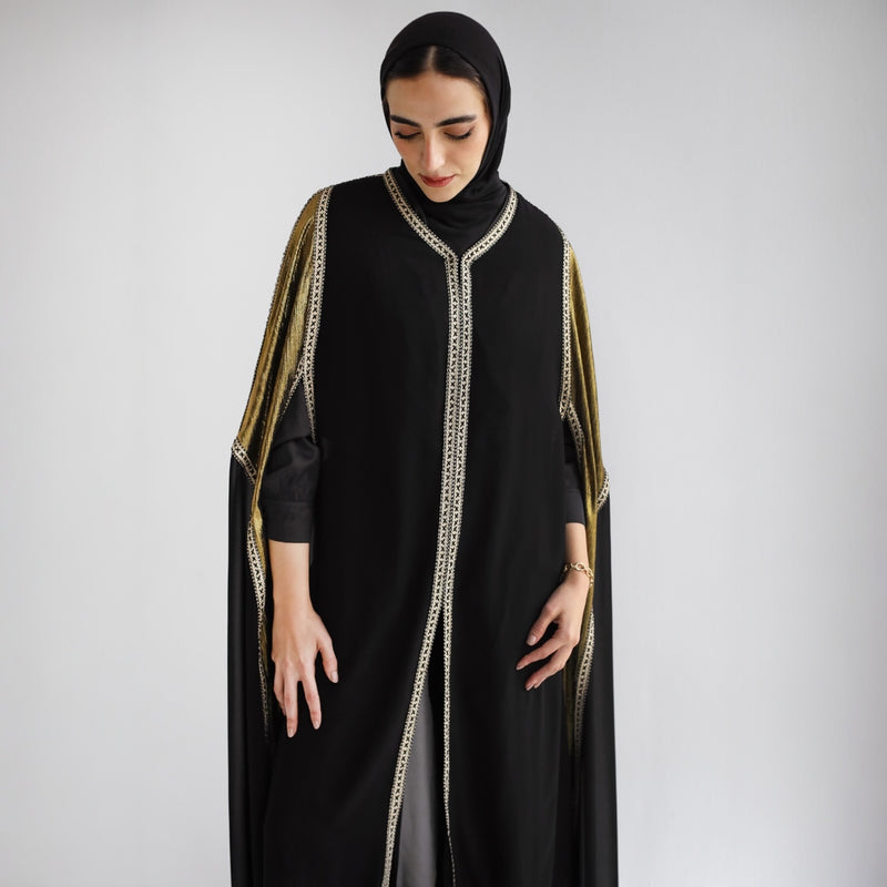 Chiffon golden cape kaftan