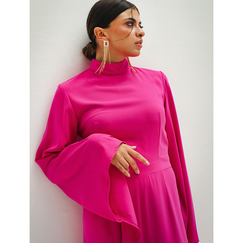 Pink wide flare sleeve jumpsuit