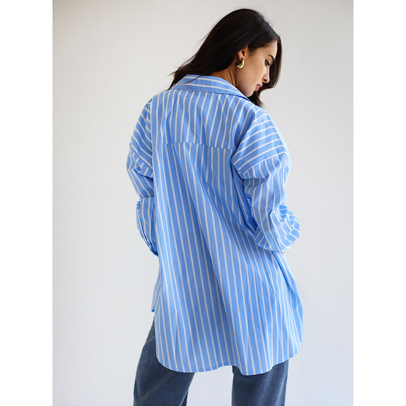 Oversized striped poplin shirt