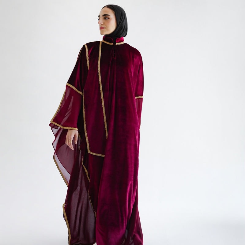 Tie neck velvet kaftan