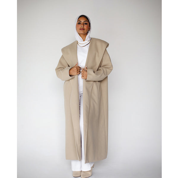 Shawl collar beige coat