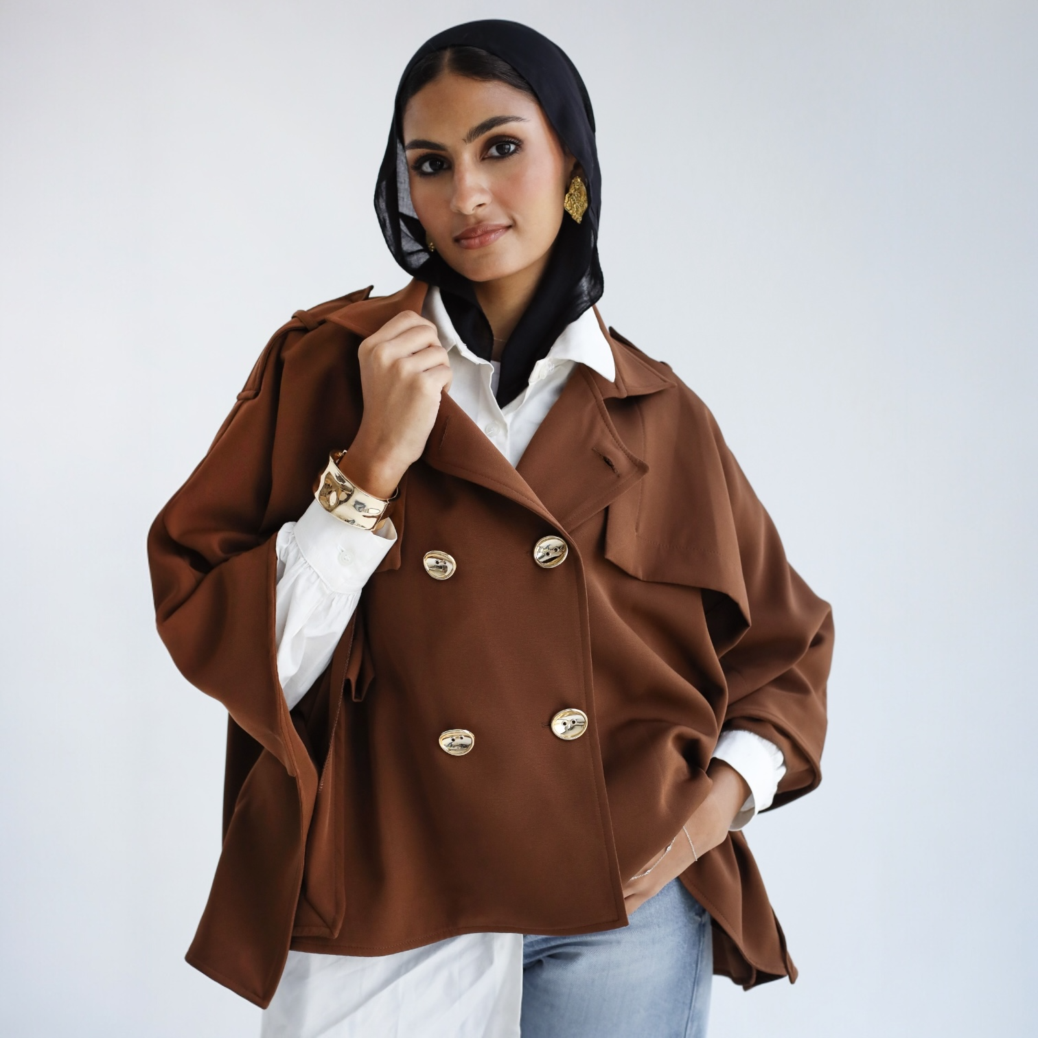 Cropped buttoned cape – The Gallery