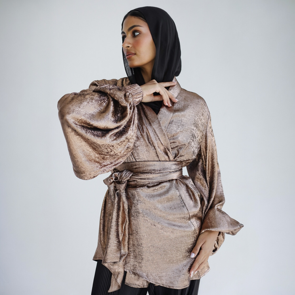 Copper double breasted blouse