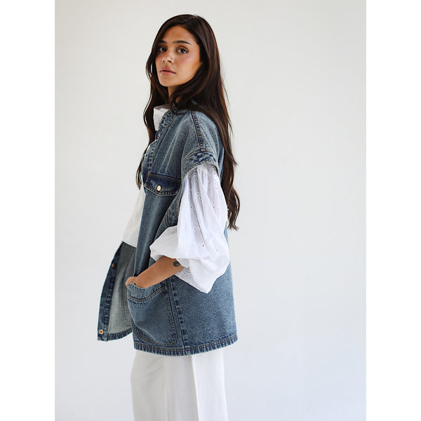 Denim oversized vest