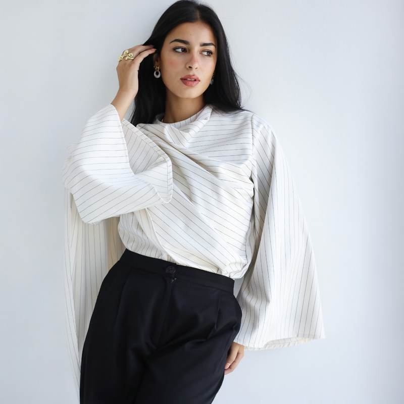 Stripped scarf blouse