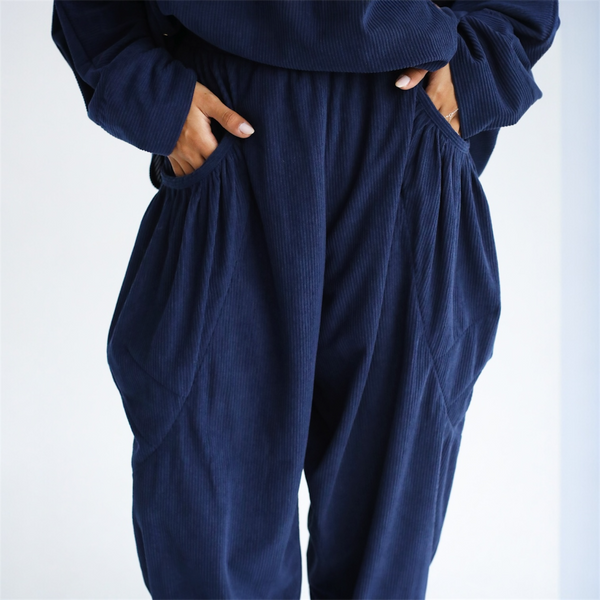 Dark blue draped matching set