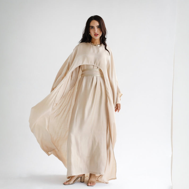 Shimmering dress & cape kaftan