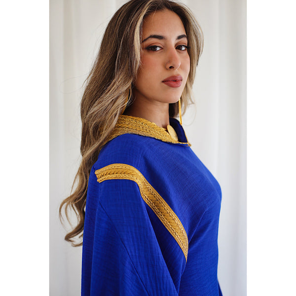 Royal blue embroidered kaftan