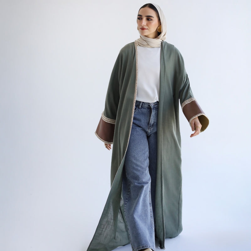 Olive linen blend kaftan