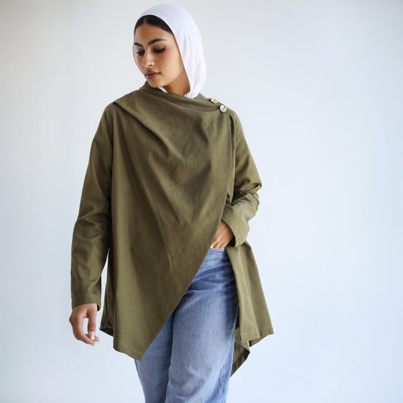 Olive linen blouse