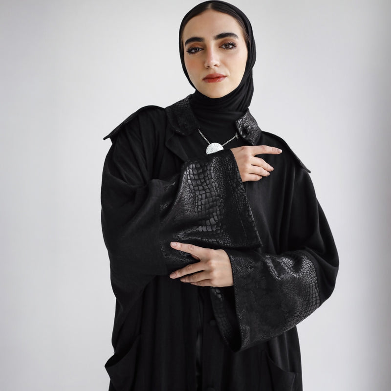 Leather Hooded linen kaftan