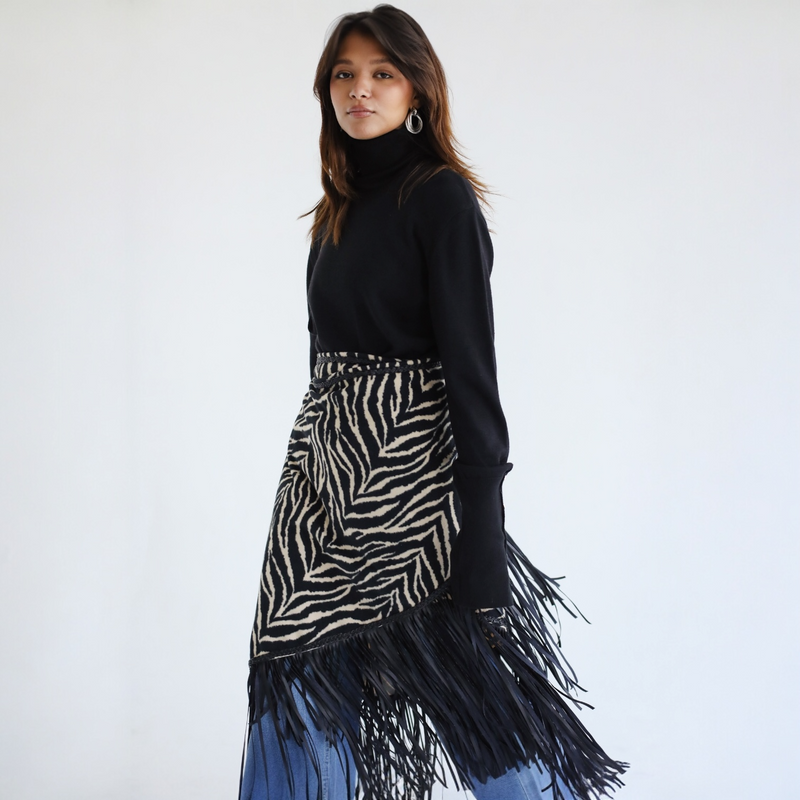 Fringed Zebra scarf poncho