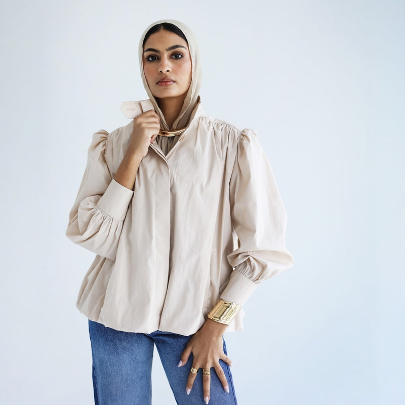 Bishop sleeve poplin jacket