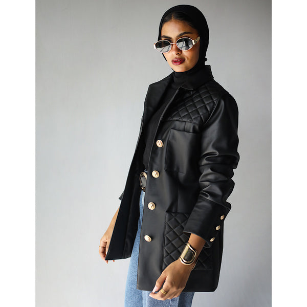 Quilted leather blazer