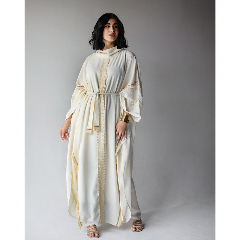 Linen blend kaftan dress