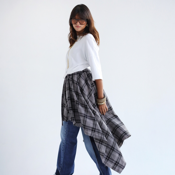 Plaid waist skirt