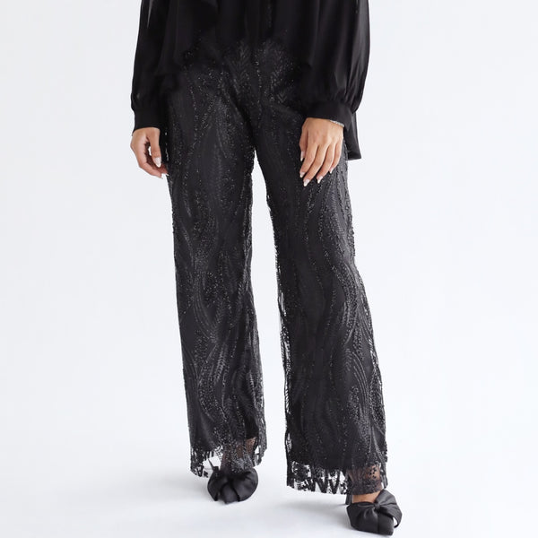 Black tulle glittering pants