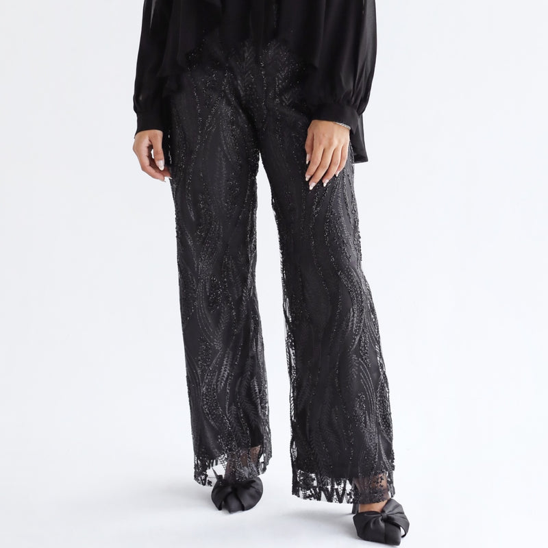 Black tulle glittering pants