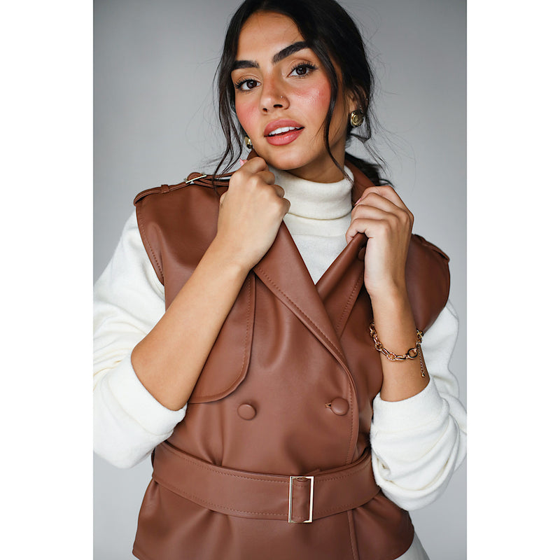 Brown Leather short vest