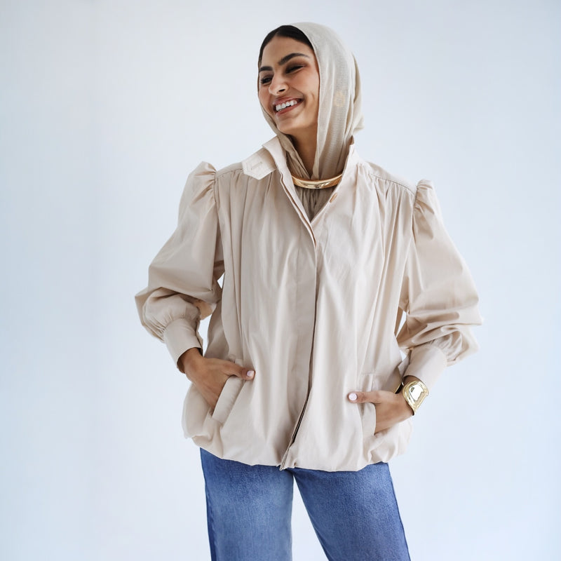 Bishop sleeve poplin jacket