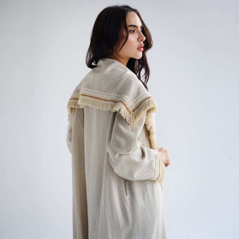 Linen tasseled cardigan kaftan