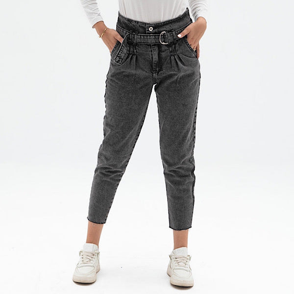 Grey high waisted mom fit pants