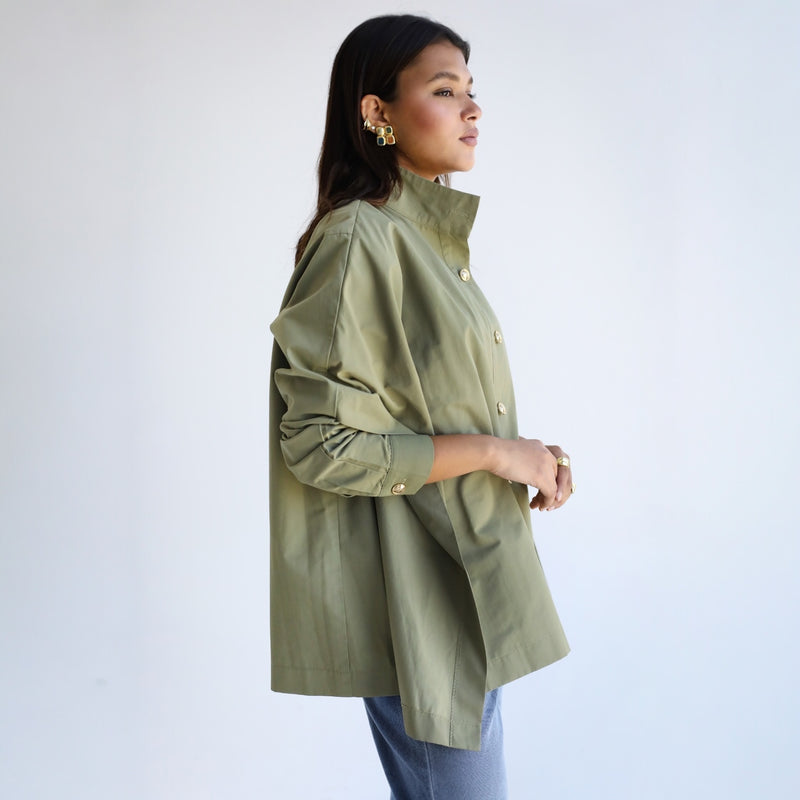 Olive cape shirt