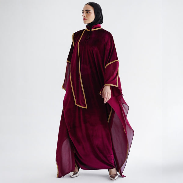 Tie neck velvet kaftan