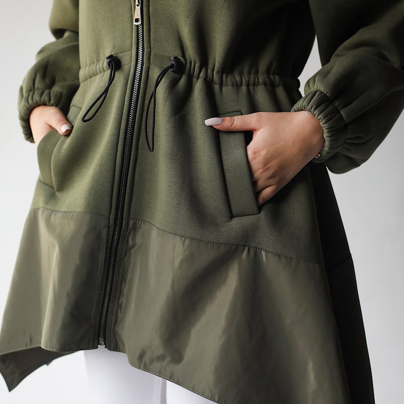 Olive drawstring waist jacket