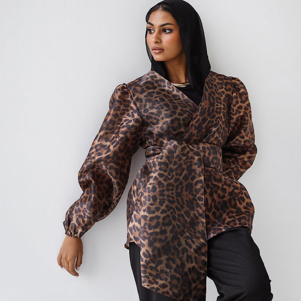 Leopard organza blouse