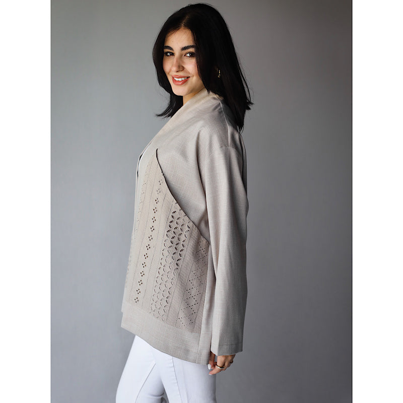 Linen blend short cardigan